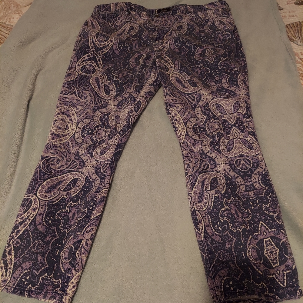 NYDJ for Chico's Paisley Skinny Jeans Lift Tuck Technology Size 18